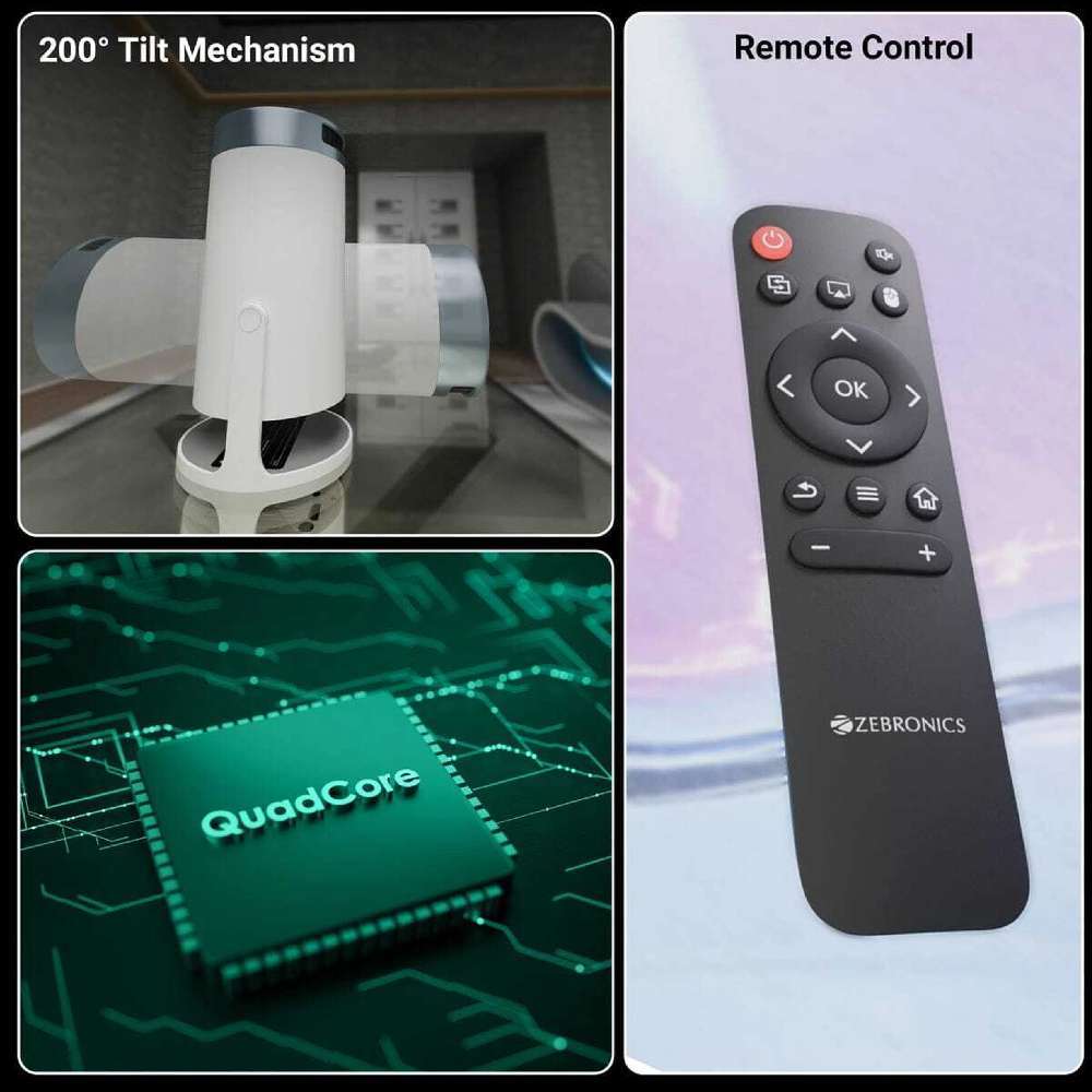 ZEBRONICS PixaPlay 62 Portable Projector (3000 lm / Wireless / Remote Controller) - Image 3